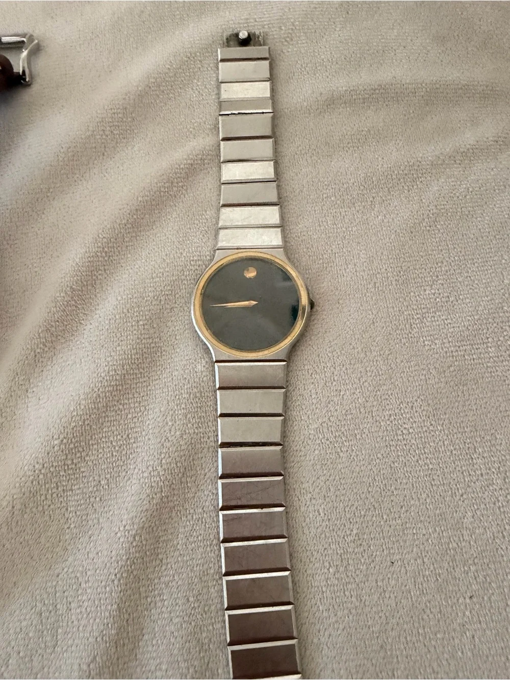 Movado Two-Tone Stainless Steel Watch with Black Dial